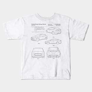 Tesla Model S Electric Car Vintage Patent Drawing Kids T-Shirt